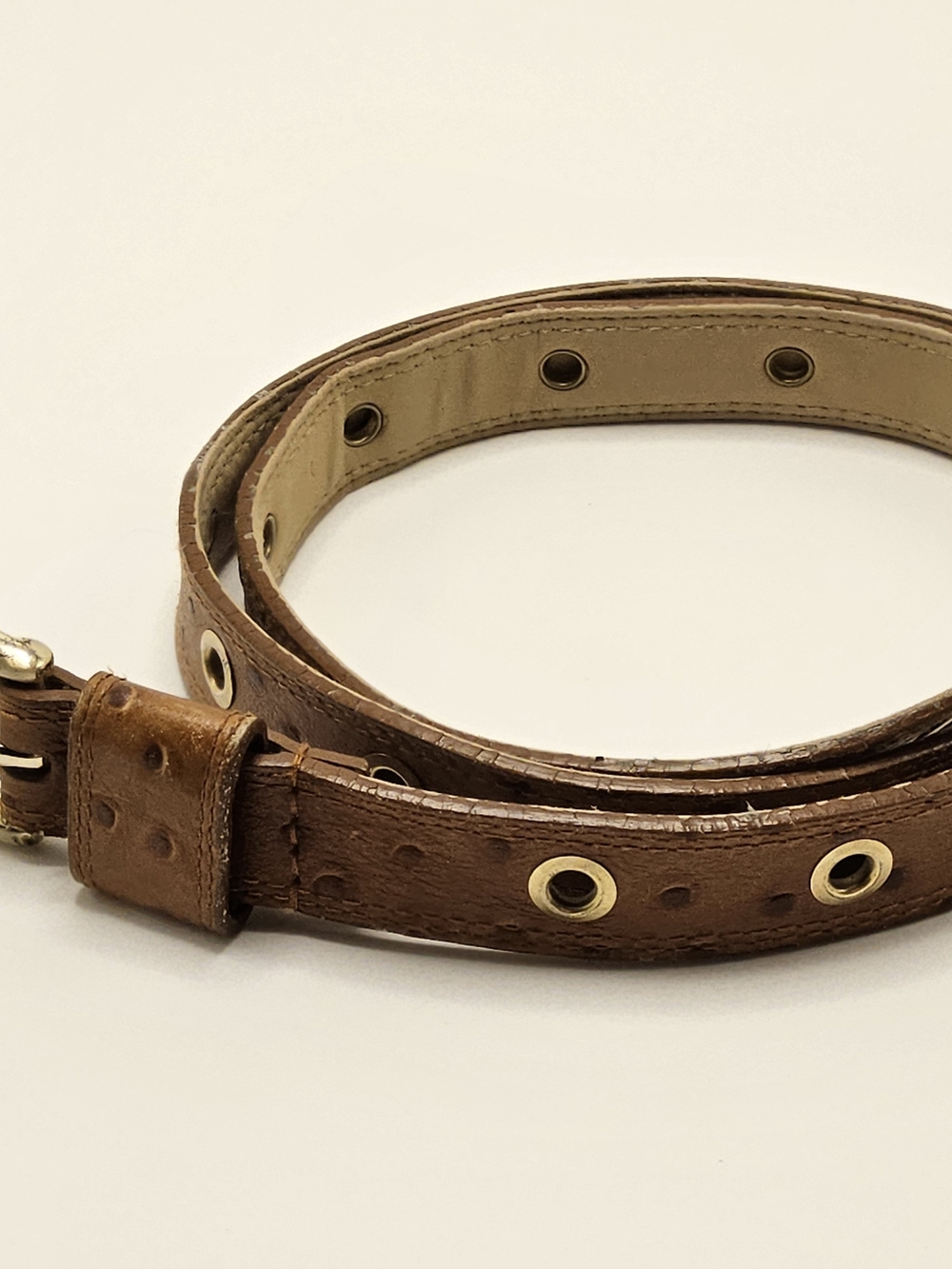 Talbots Faux Ostrich Leather Grommet Belt – Brown (43")
